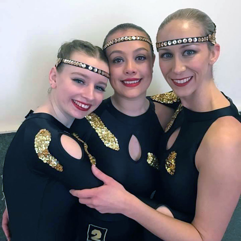 Senior contemporary dance classes at VCM students together in costume